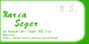 maria seger business card